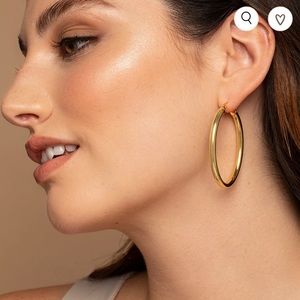 18k gold 2 inch hoop earrings